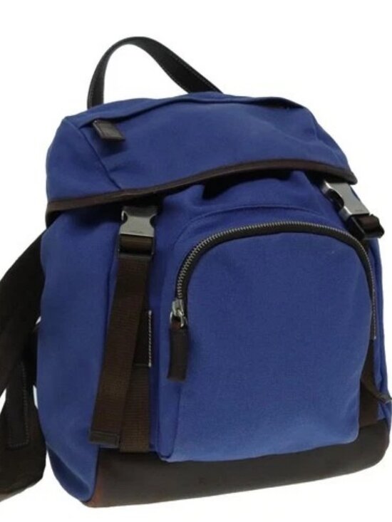PRADA Backpack Canvas Blue Auth 88293 main image 16